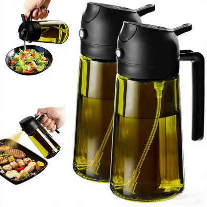 2 Count Olive Oil Sprayer Dispenser Bottle 16Oz/470Ml for Kitchen Gadgets and Air Fryer Accessories - Olive Oil Sprayer for Cooking W/Stickers