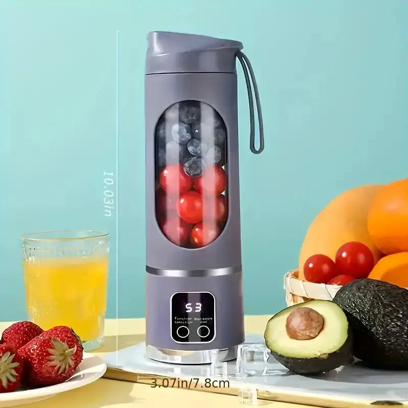 Portable Personal Electric Blender, 450Ml Shakes & Smoothies Blender, 12 Blades USB Rechargeable Small Blenders, Drinkware Water Bottles Tumbler Cup Mug Bottled Bottles, Washable Reusable Compact Convenient Versatile Home Essentials Bartender