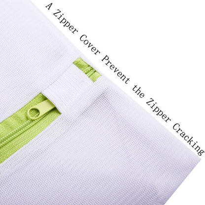 Mesh Laundry Bag Set of 6, White Delicate Durable Polyester Wash Bags with Zipper for Laundry Blouse Hosiery Stocking Underwear Bra and Lingerie