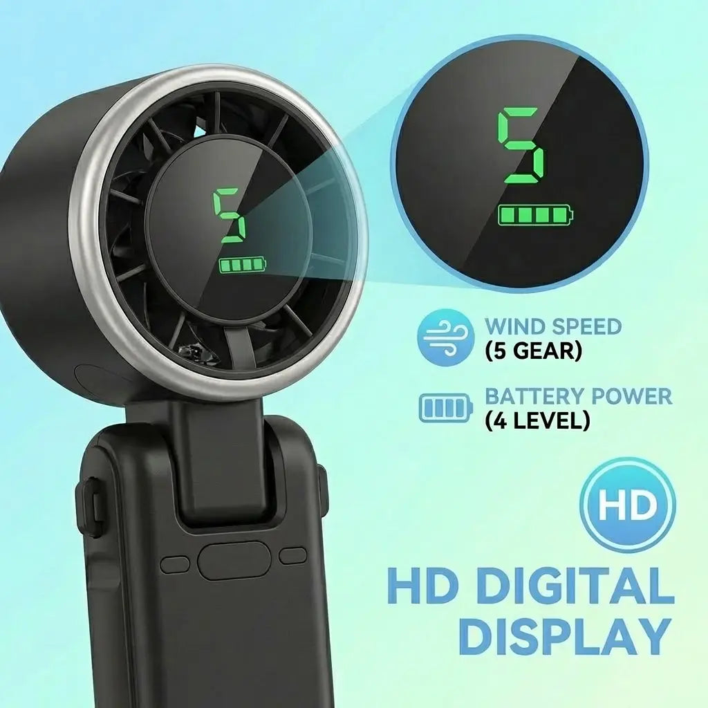 WESTDEER Portable Handheld Turbine Fan - 5-Speed 3-In-1 Rechargeable Fan with 4000Mah Battery, up to 10-Hour Runtime, Air Turbine Tech for Outdoor Activities, Summer Essential