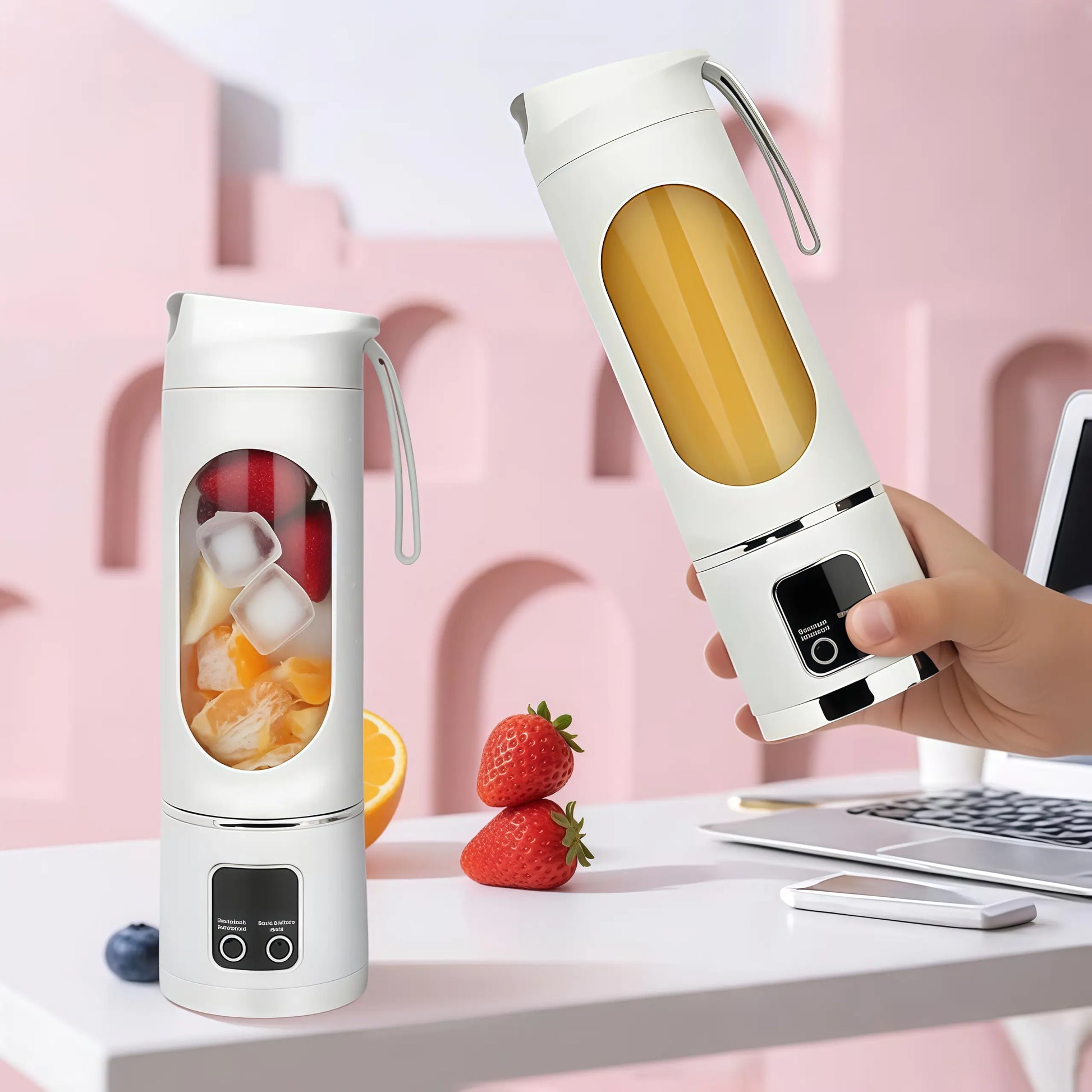 Portable Personal Electric Blender, 450Ml Shakes & Smoothies Blender, 12 Blades USB Rechargeable Small Blenders, Drinkware Water Bottles Tumbler Cup Mug Bottled Bottles, Washable Reusable Compact Convenient Versatile Home Essentials Bartender