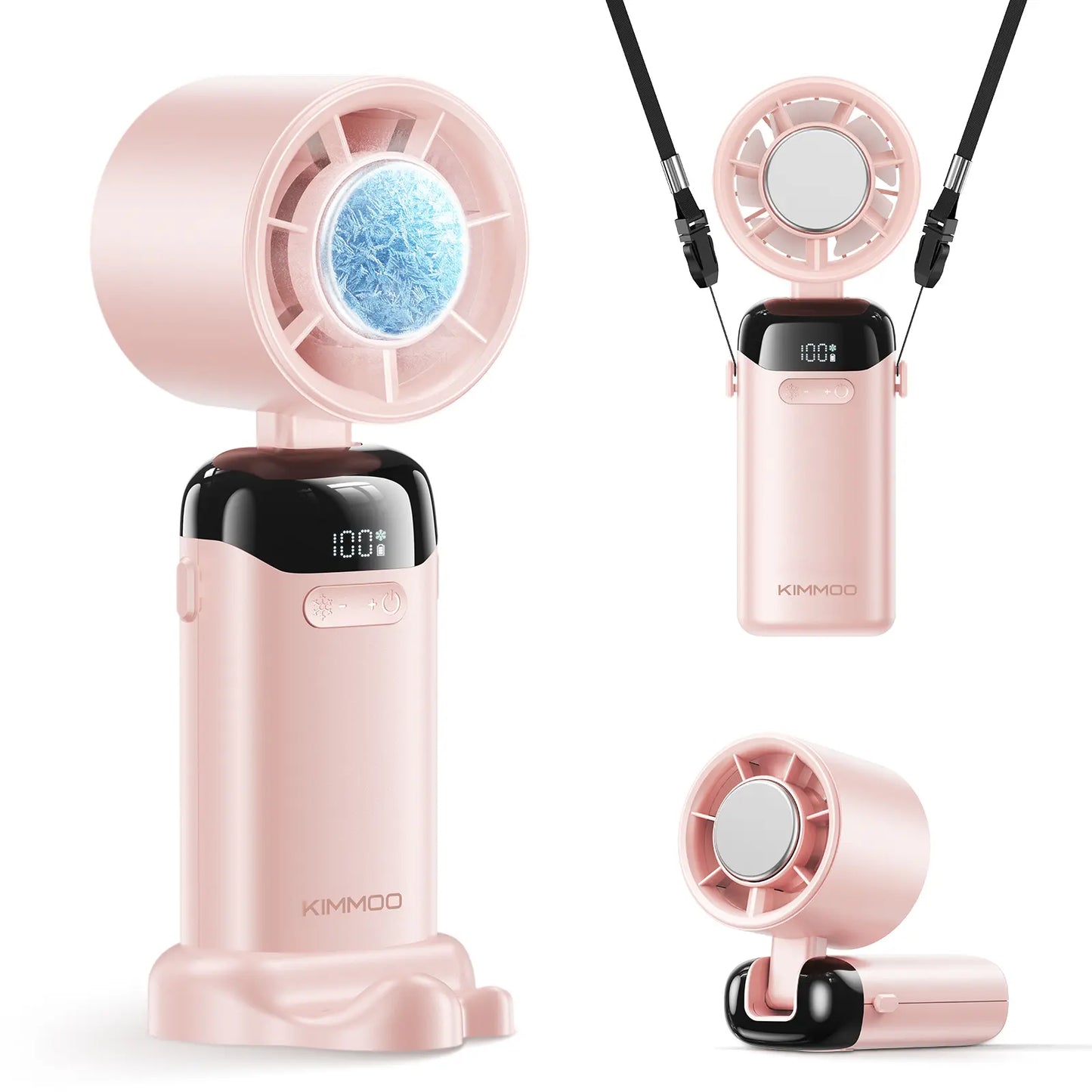 KIMMOO 4-In-1 Portable Handheld Turbo Fan with 199 Speed Settings, 21,000 RPM Powerful Airflow, 12H Runtime, Digital Display, 120° Foldable Personal Mini Desk Fan for Travel, Home, and Office