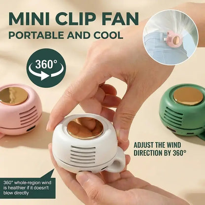 Portable Silent Mini Bladeless Electric Fan with Rotating Body and Three-Speed Adjustable Silent Cooling, Clip-On Fan, Waist-Mounted Fan, Suitable for Outdoor Travel and Office Use, Summer Gift