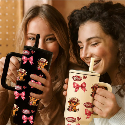 40Oz Insulated Mug, Insulated Cups, Dr Pepper Soda Print Insulated Tumbler, Double-Wall Vacuum Insulated Stainless Steel with Straw Lid & Handle, Leak-Proof Thermal Mug Keeps Drinks Hot 12H and Cold 24H, Valentines Birthday Gift