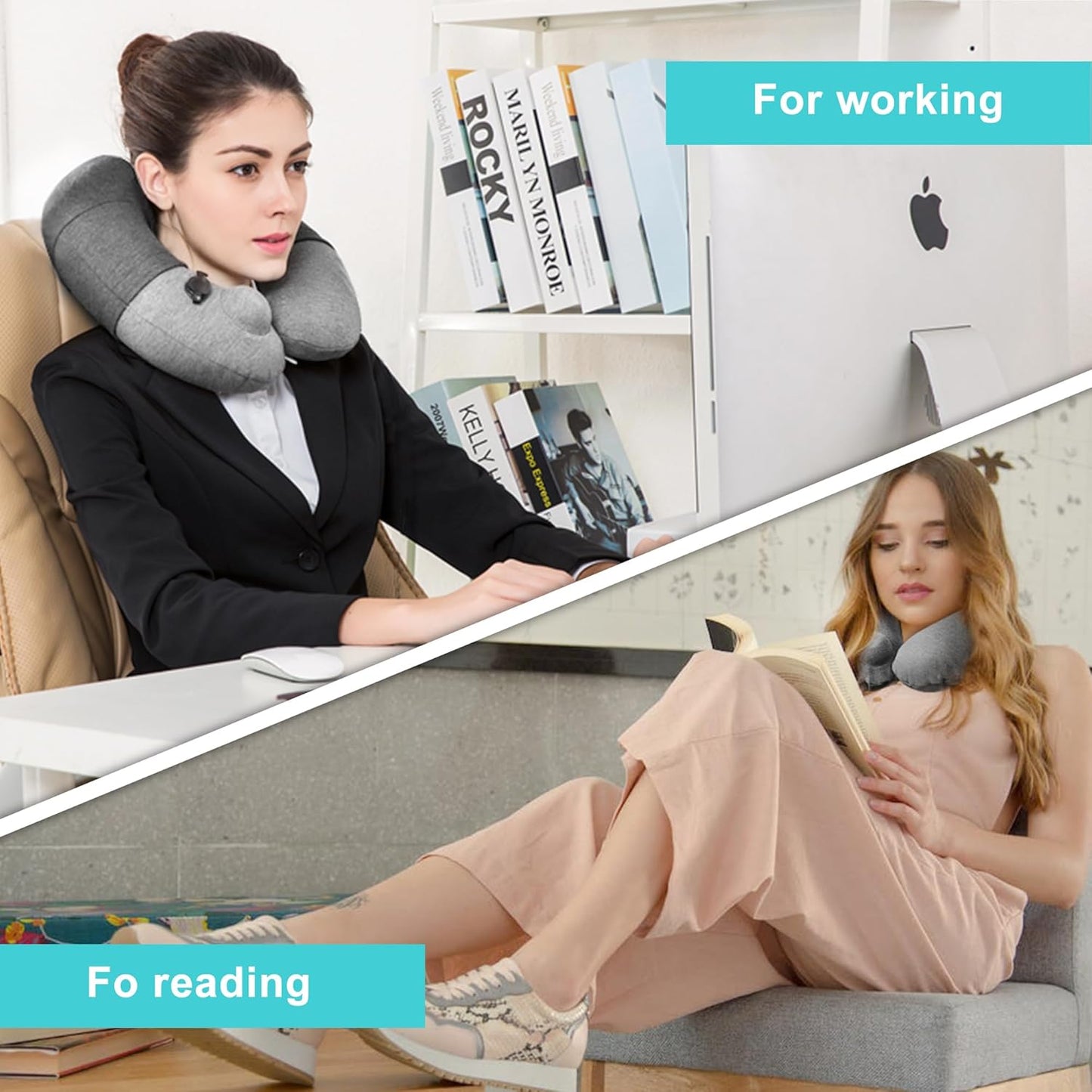 Inflatable Travel Pillow,Neck Pillow for Traveling,Airplane Travel Pillw Improved Support Design for Car Sleeping