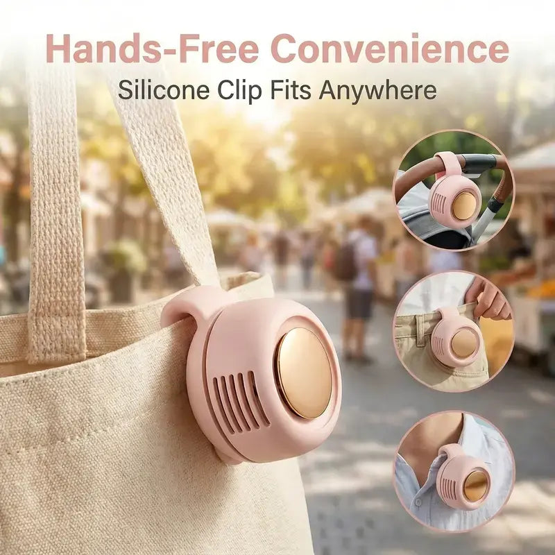 Portable Silent Mini Bladeless Electric Fan with Rotating Body and Three-Speed Adjustable Silent Cooling, Clip-On Fan, Waist-Mounted Fan, Suitable for Outdoor Travel and Office Use, Summer Gift